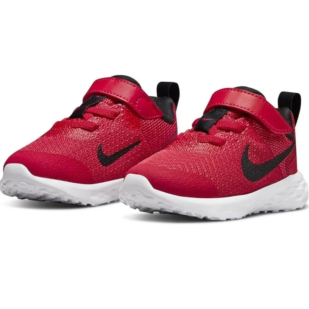 Nike Red and Black Sneakers with Velcro Strap